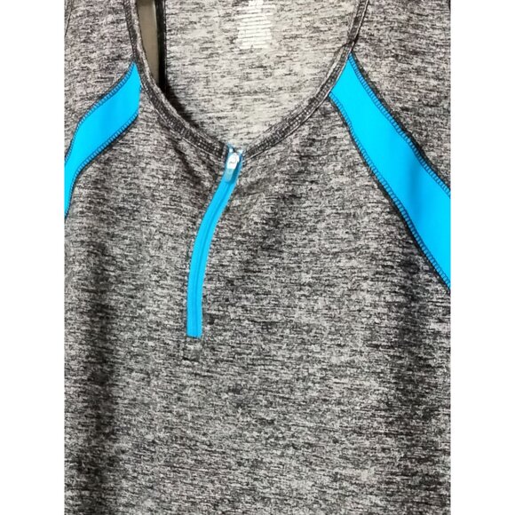 Livi Active Heather Gray & Blue Detail Zip Neckline Athletic Tank Top Size 26/28 - Picture 4 of 8